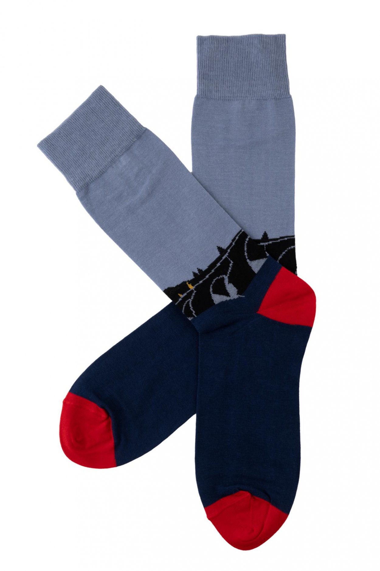 Vzorované prodyšné ponožky s noční Prahou