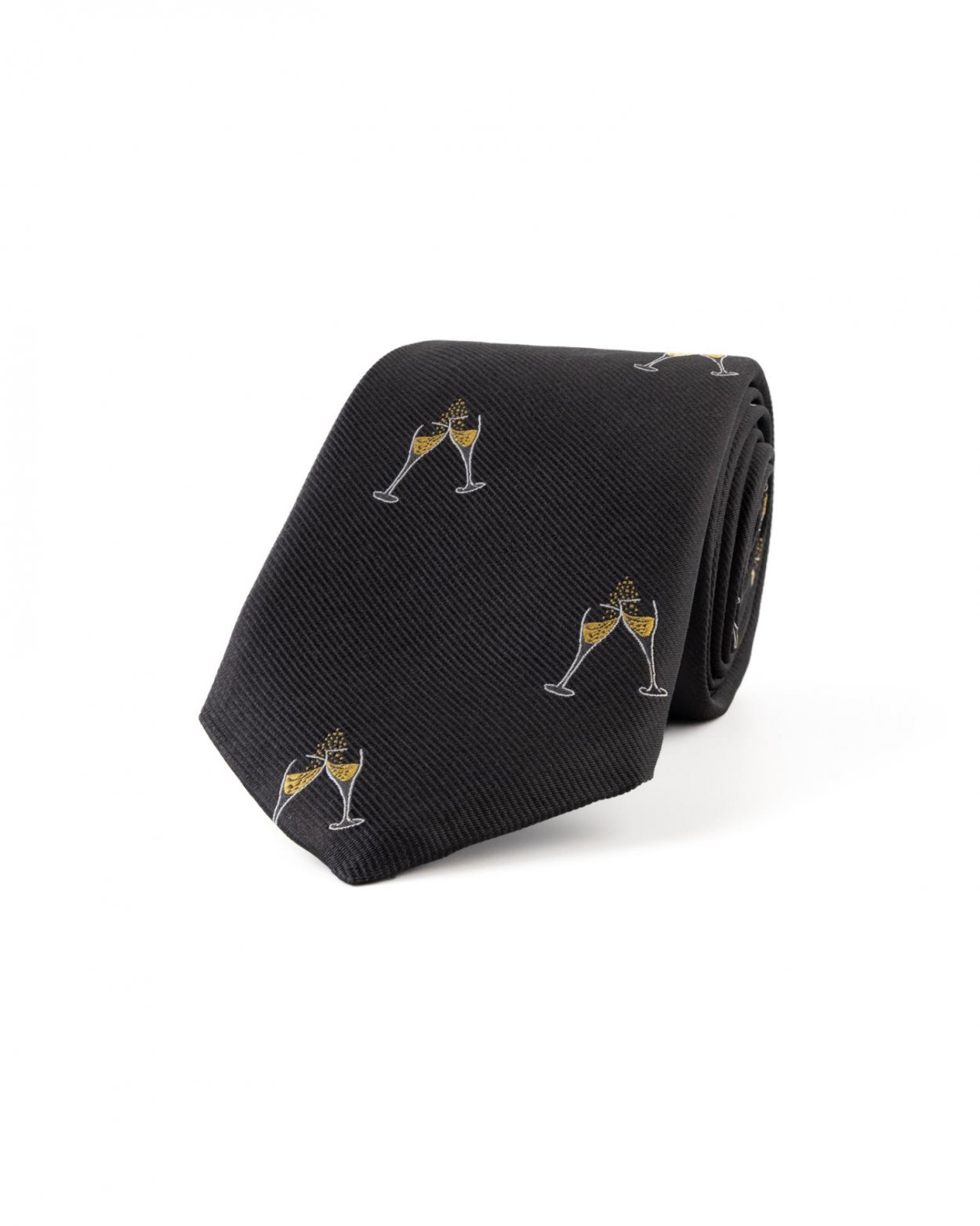 Černá hedvábná kravata se vzorem