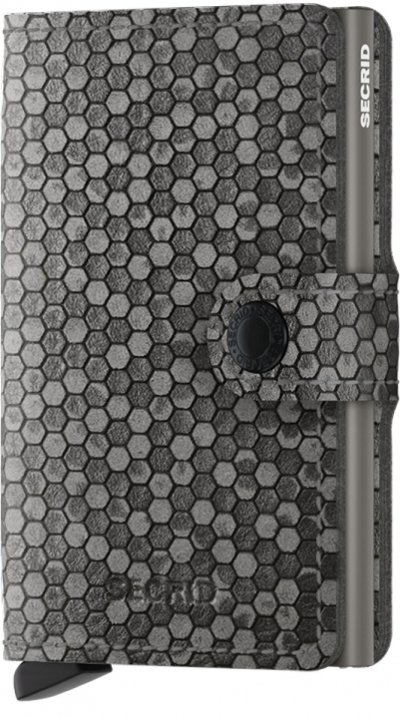 Kožená peněženka Secrid v šedé barvě s geometrickým vzorem
