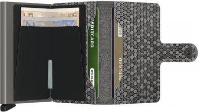 Kožená peněženka Secrid v šedé barvě s geometrickým vzorem