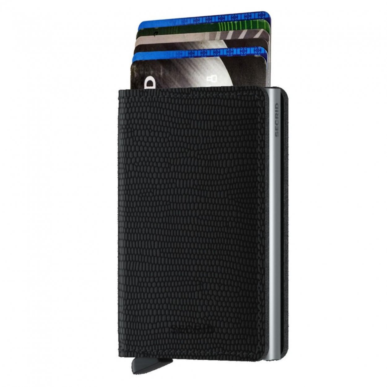 Kožená peněženka Secrid v černé barvě s jemným vzorem