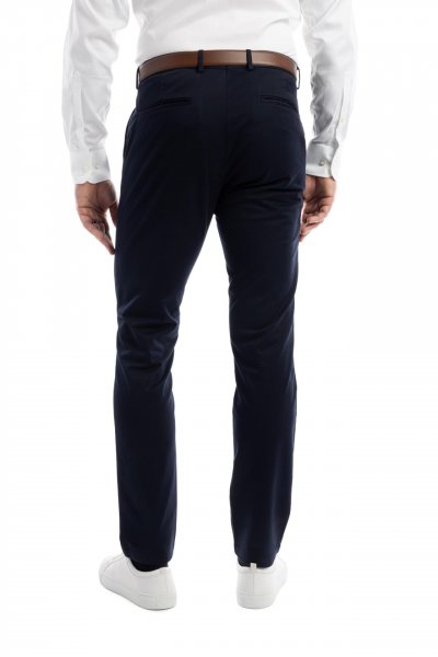 Tmavě modré non-iron bavlněné kalhoty Freddie