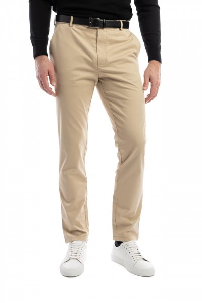 Béžové non-iron bavlněné kalhoty Freddie
