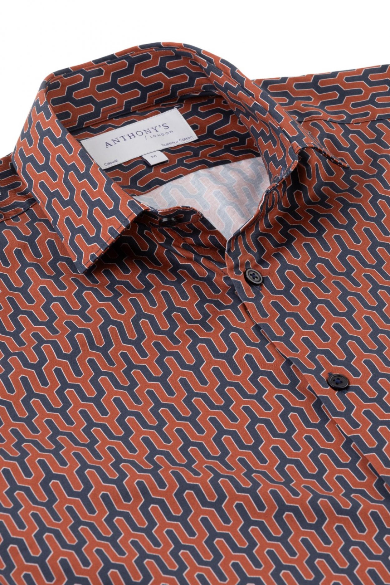 Pánská hnědomodrá košile s geometrickým vzorem