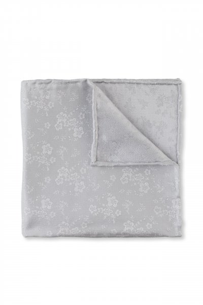Stříbrný hedvábný kapesníček s květinovým vzorem