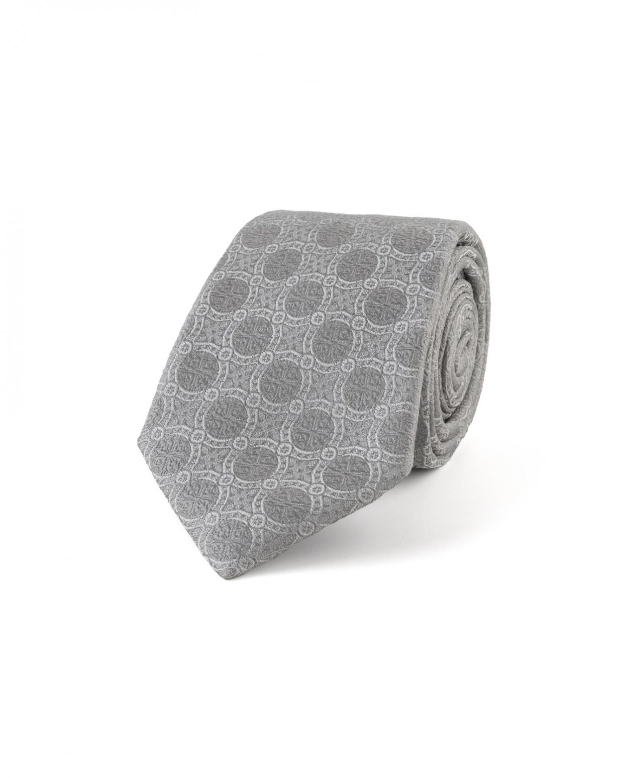 Stříbrná hedvábná kravata s jemným vzorem