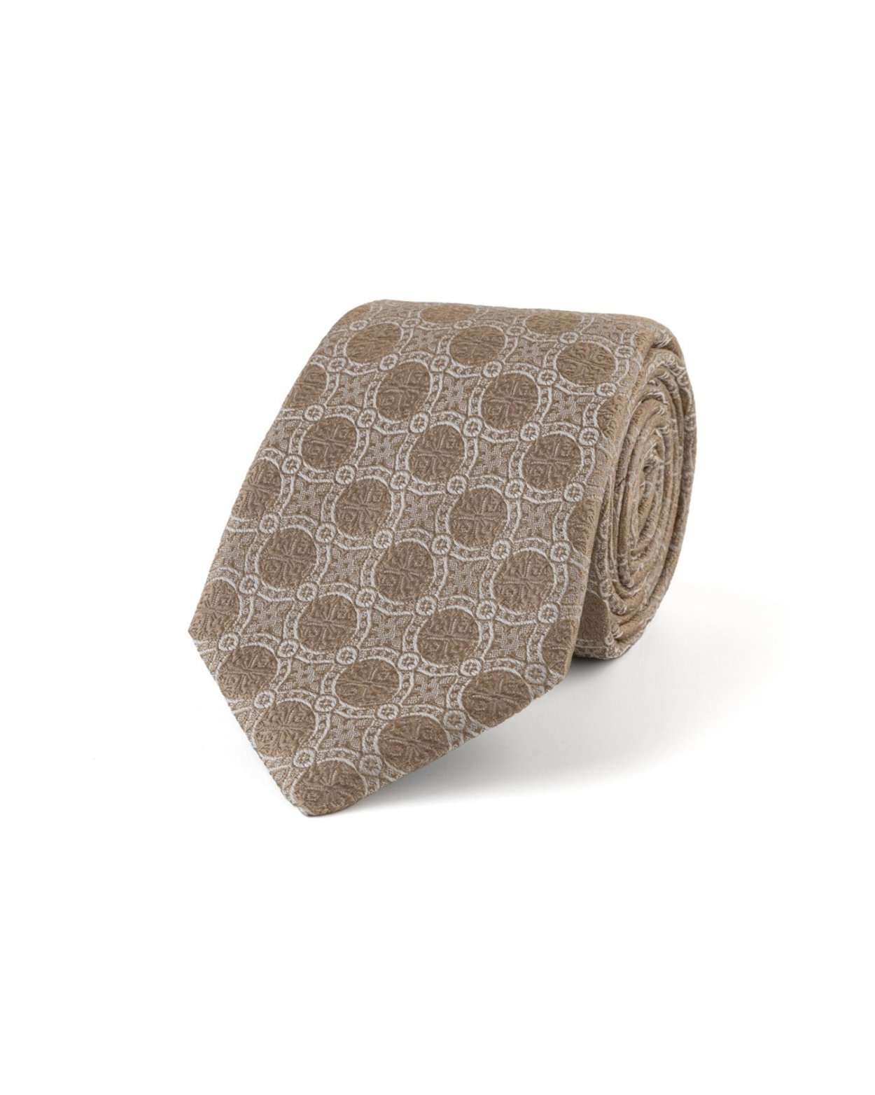Šampaňská hedvábná kravata s jemným vzorem