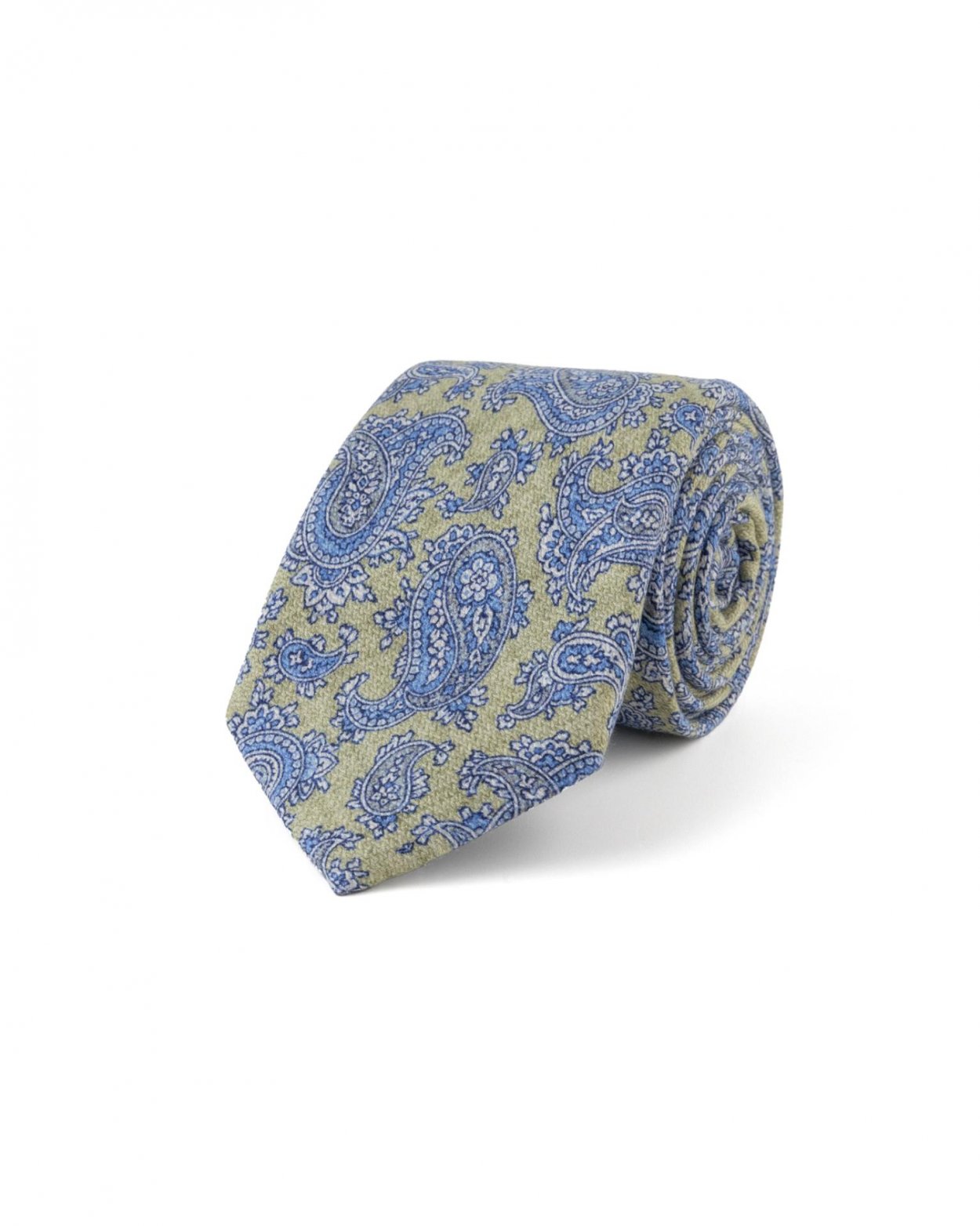Olivovomodrá hedvábná kravata se vzorem