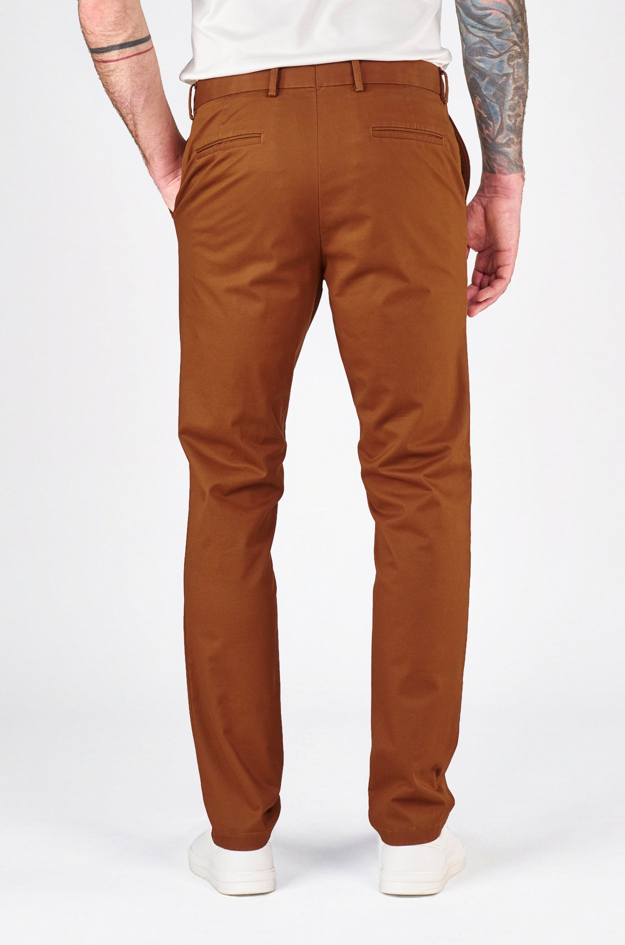 Hnědé non-iron bavlněné kalhoty Freddie