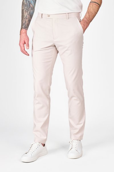 Krémové non-iron bavlněné kalhoty Thomas