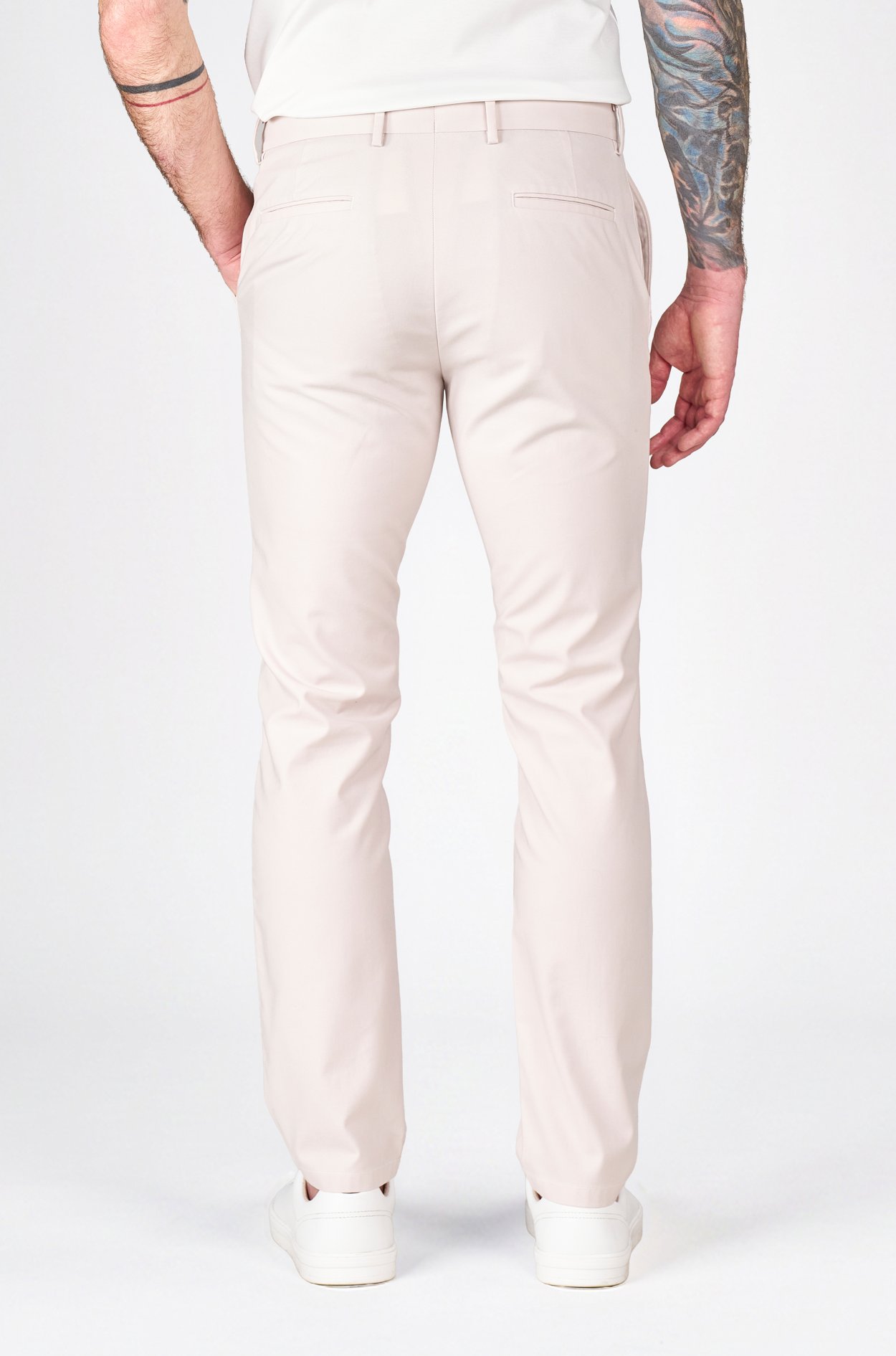 Krémové non-iron bavlněné kalhoty Thomas