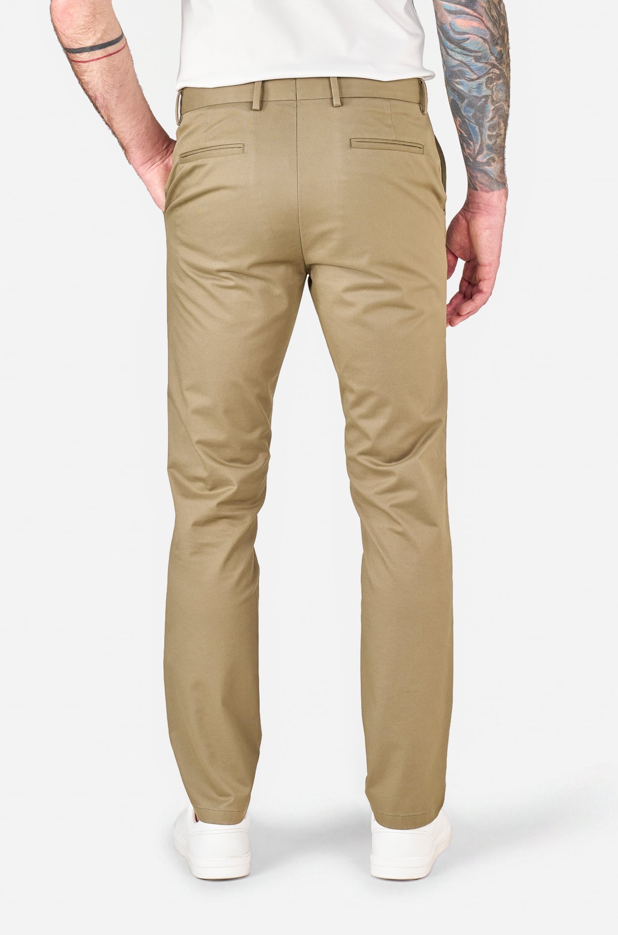 Olivové non-iron bavlněné kalhoty Freddie