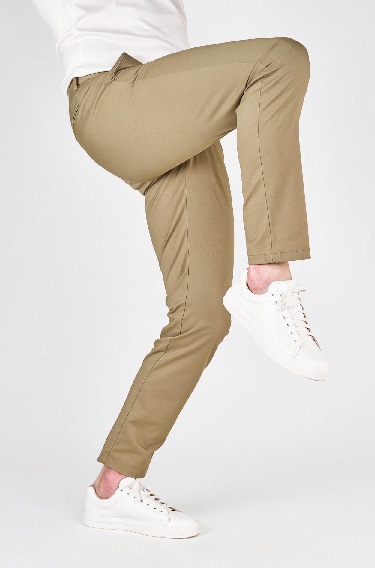 Olivové non-iron bavlněné kalhoty Freddie