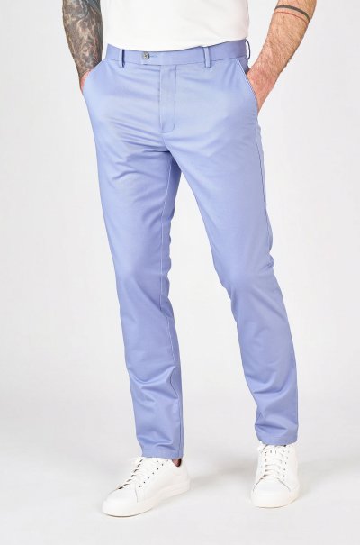 Modré non-iron bavlněné kalhoty Freddie
