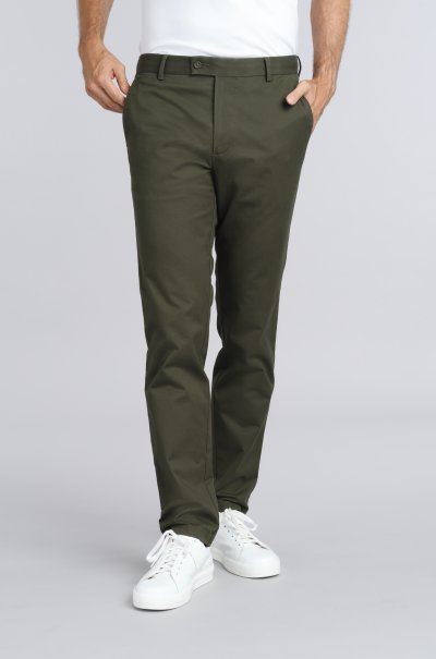 Zelené non-iron bavlněné kalhoty Freddie