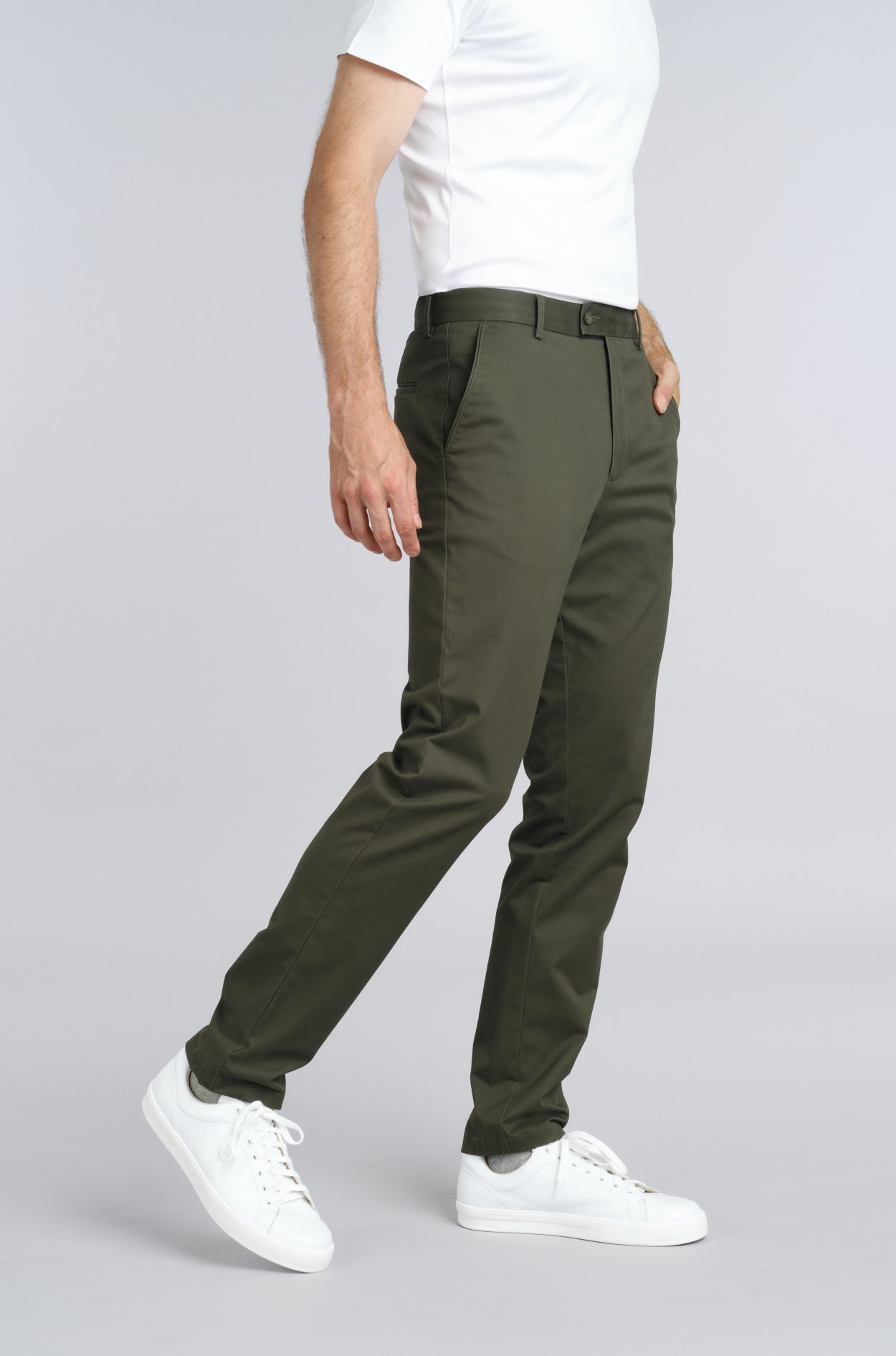 Zelené non-iron bavlněné kalhoty Freddie