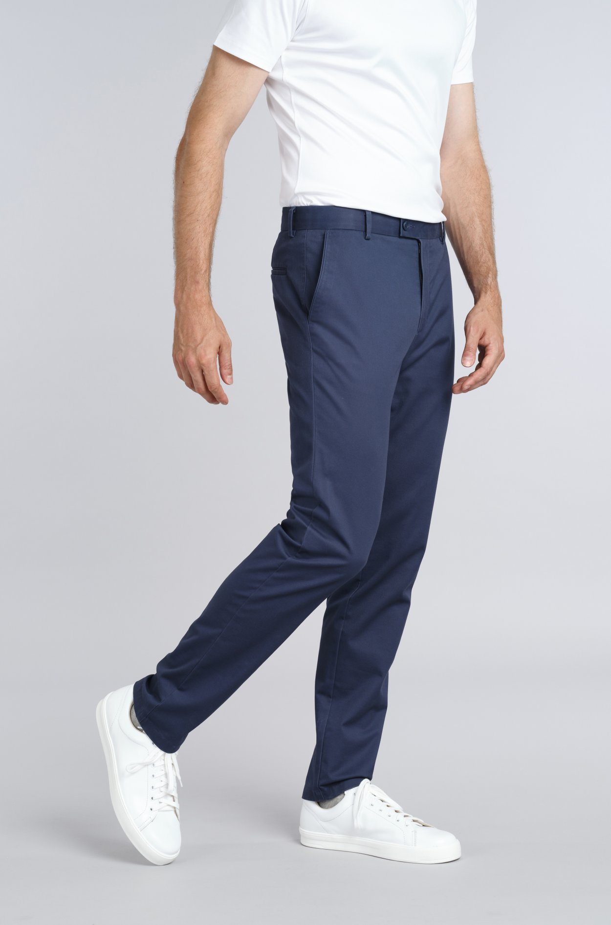 Modré non-iron bavlněné kalhoty Freddie