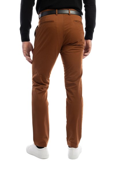 Hnědé non-iron bavlněné kalhoty Freddie