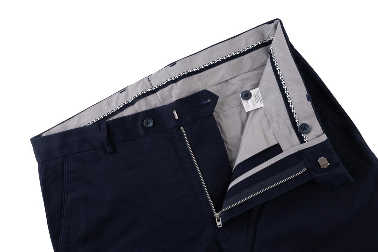 Tmavě modré odlehčené non-iron kalhoty Thomas