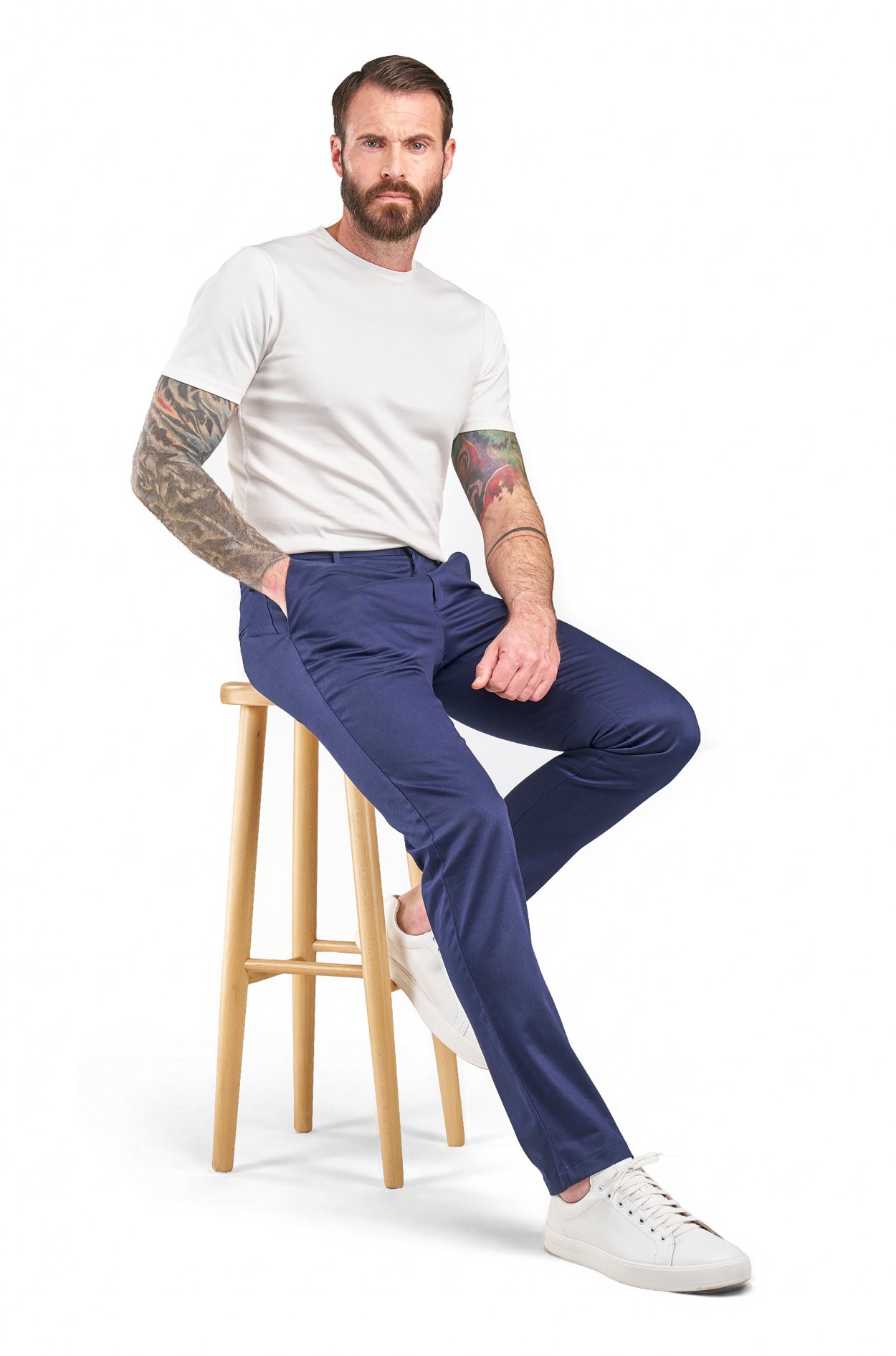 Tmavě modré bavlněné kalhoty Matlock