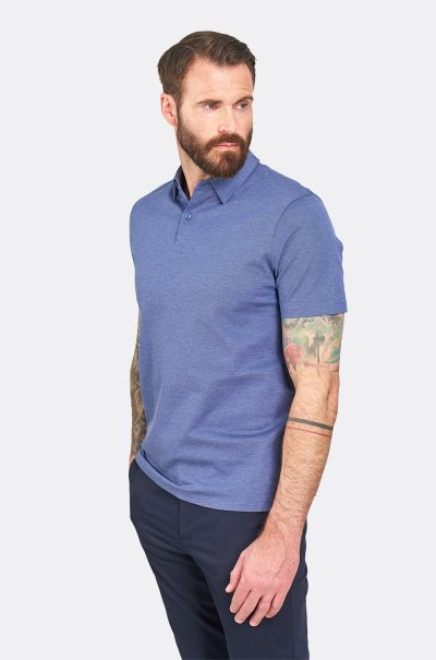 Modré bavlněné polo tričko Pique
