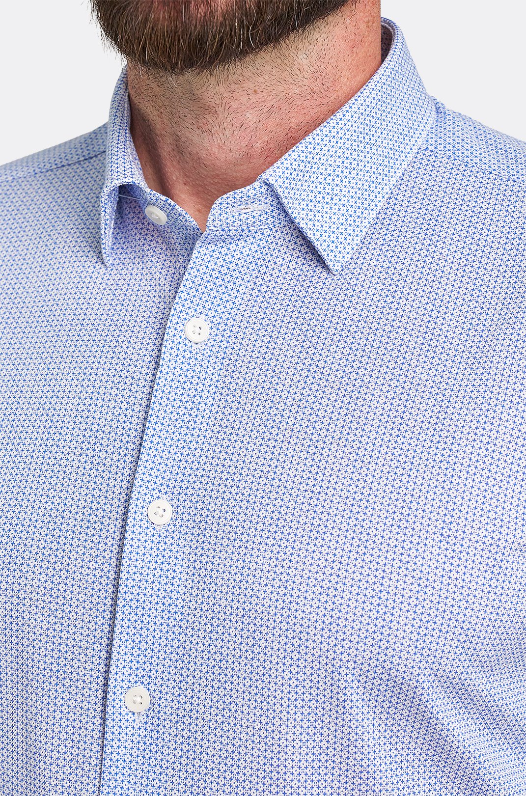 Pánská modrobílá strečová košile s geometrickým vzorem