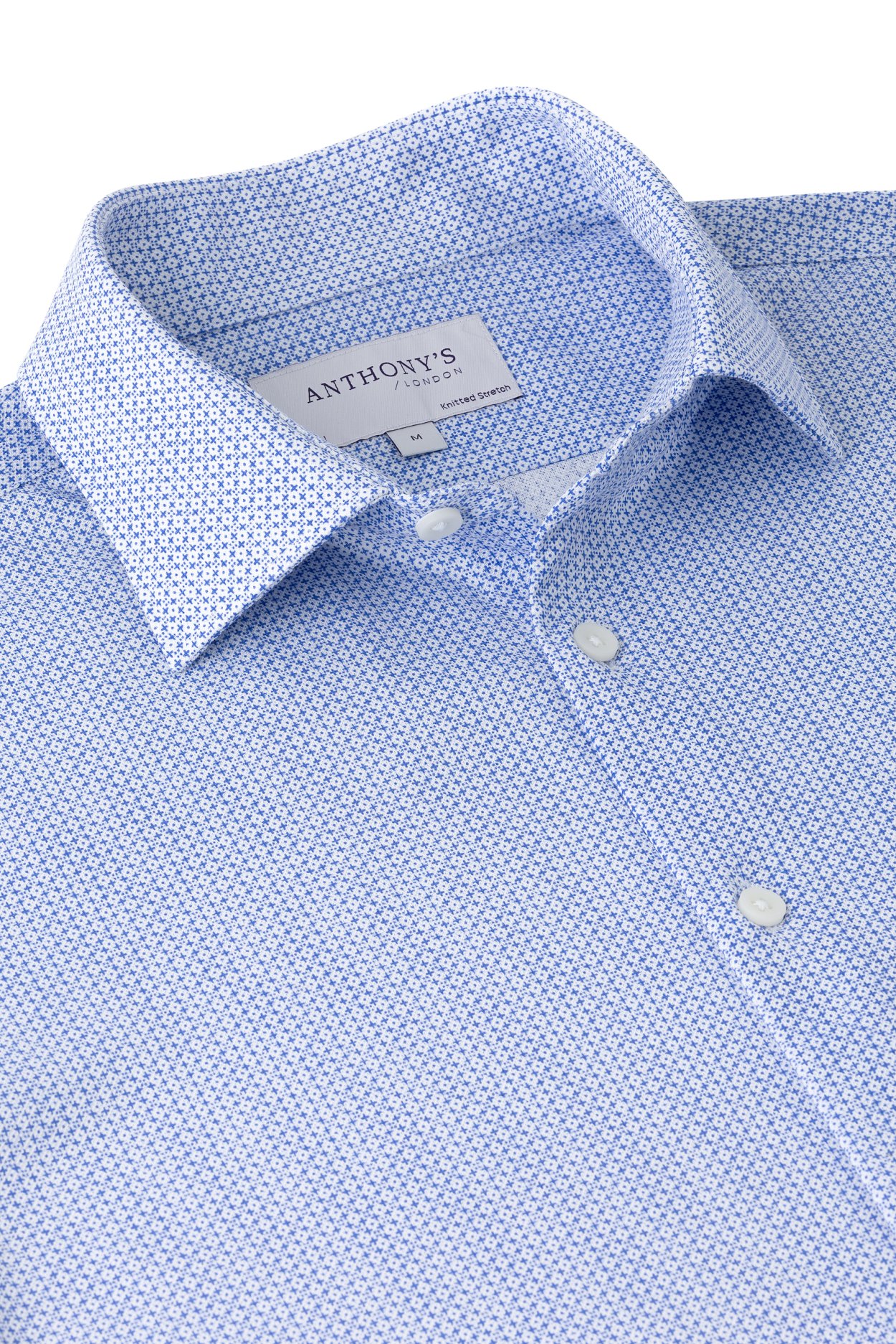 Pánská modrobílá strečová košile s geometrickým vzorem