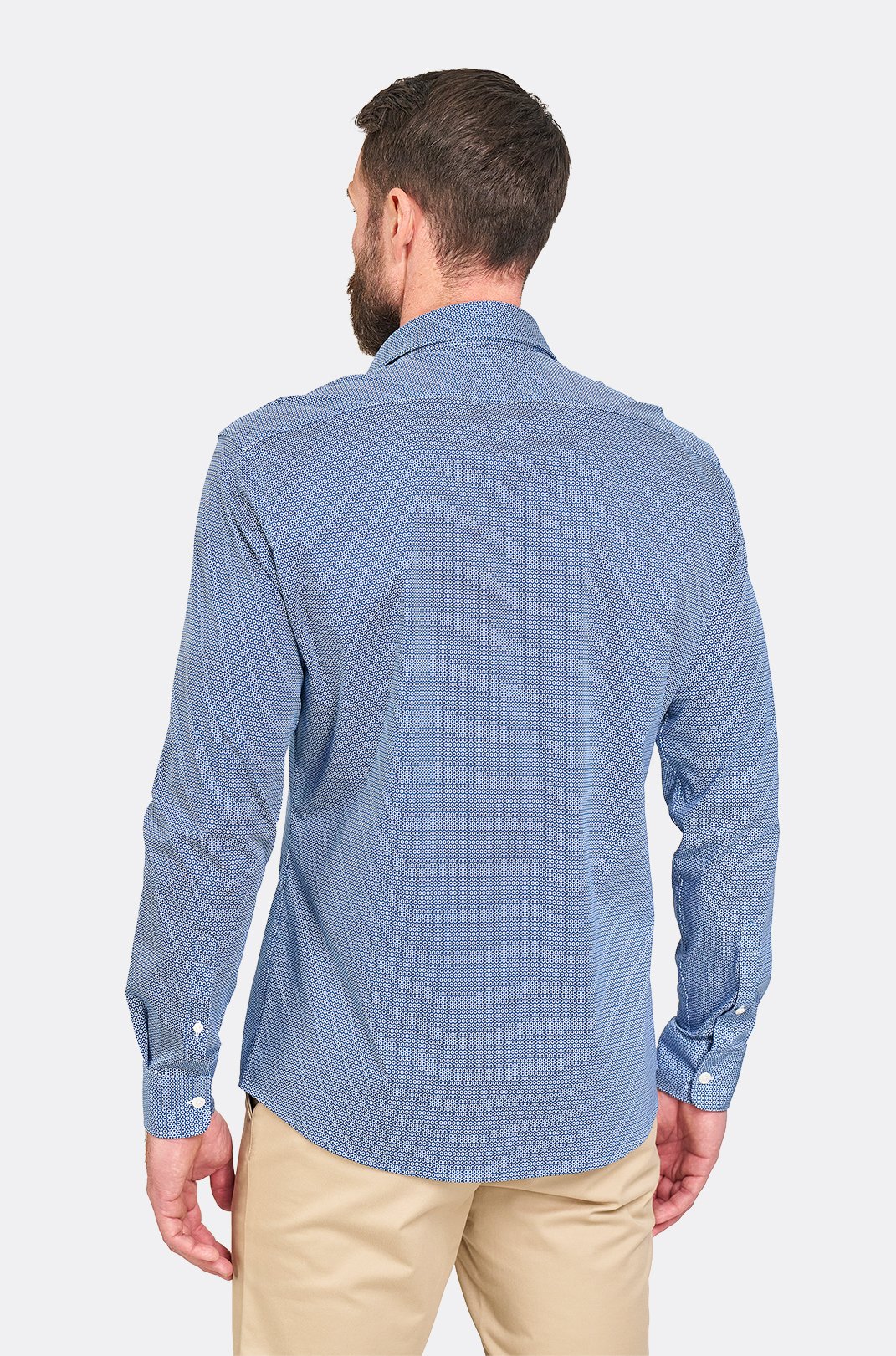 Pánská bílomodrá strečová košile se vzorem