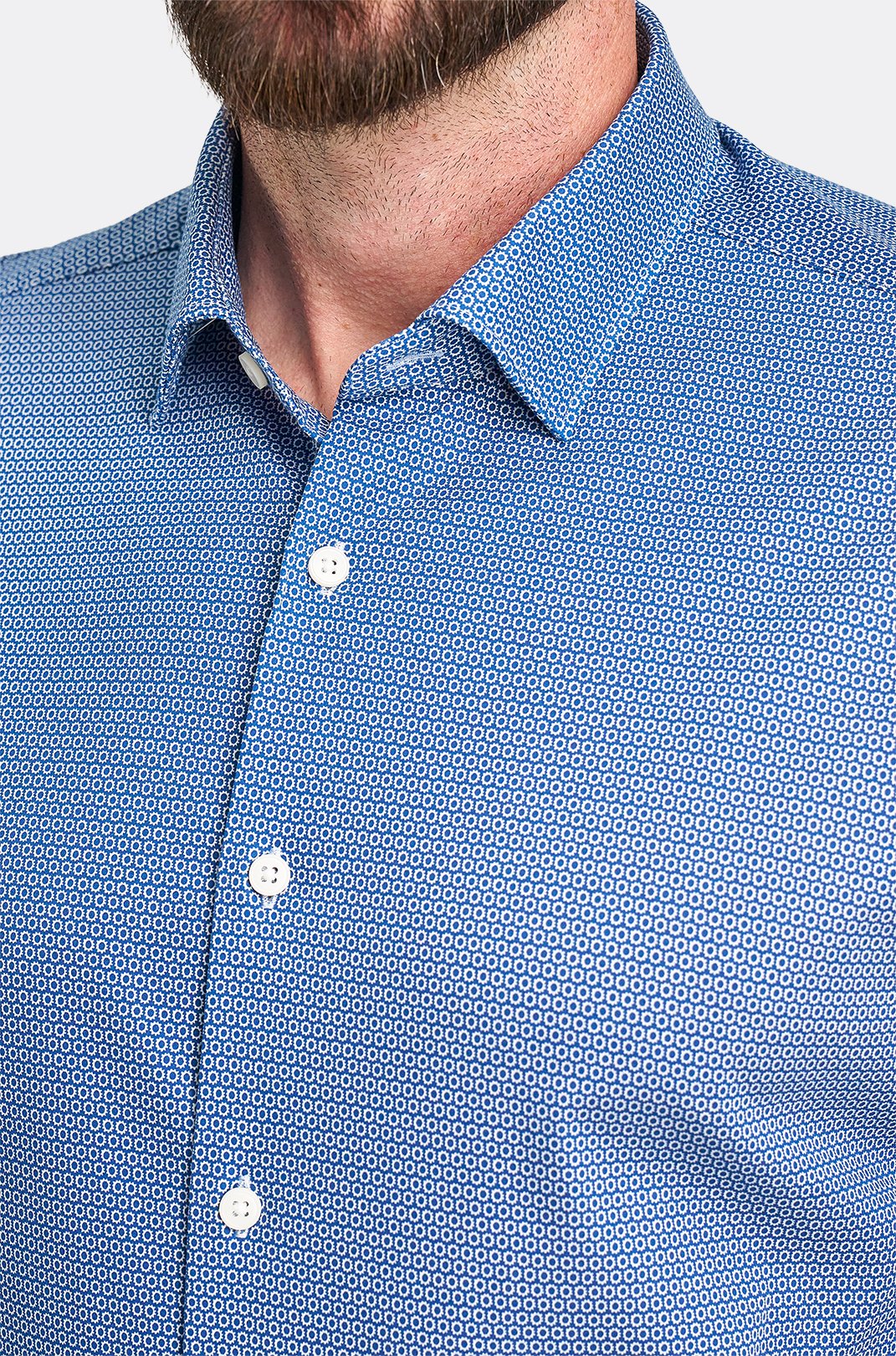 Pánská bílomodrá strečová košile se vzorem