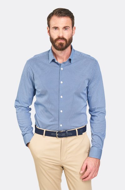 Bílomodrá strečová košile se vzorem