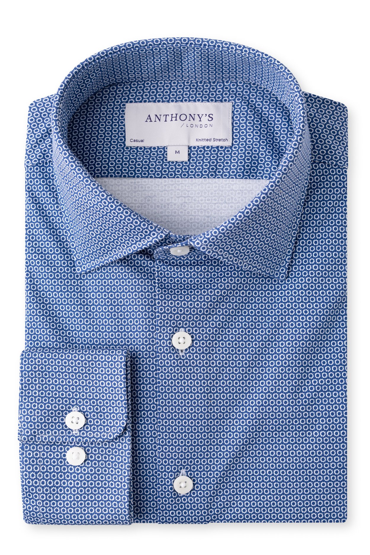 Pánská bílomodrá strečová košile se vzorem