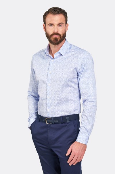 Modrá strečová košile se vzorem