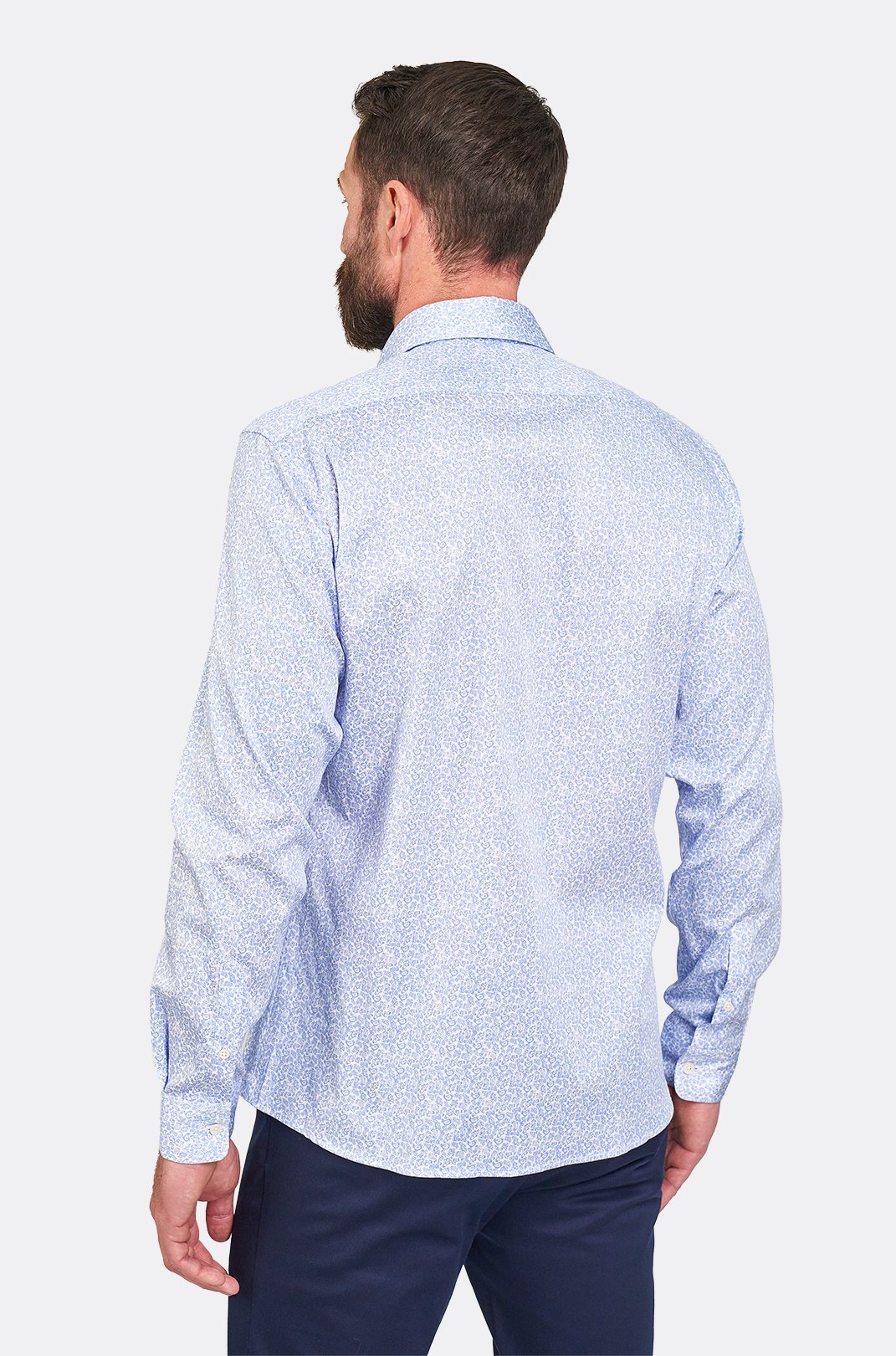 Pánská modrá strečová košile se vzorem
