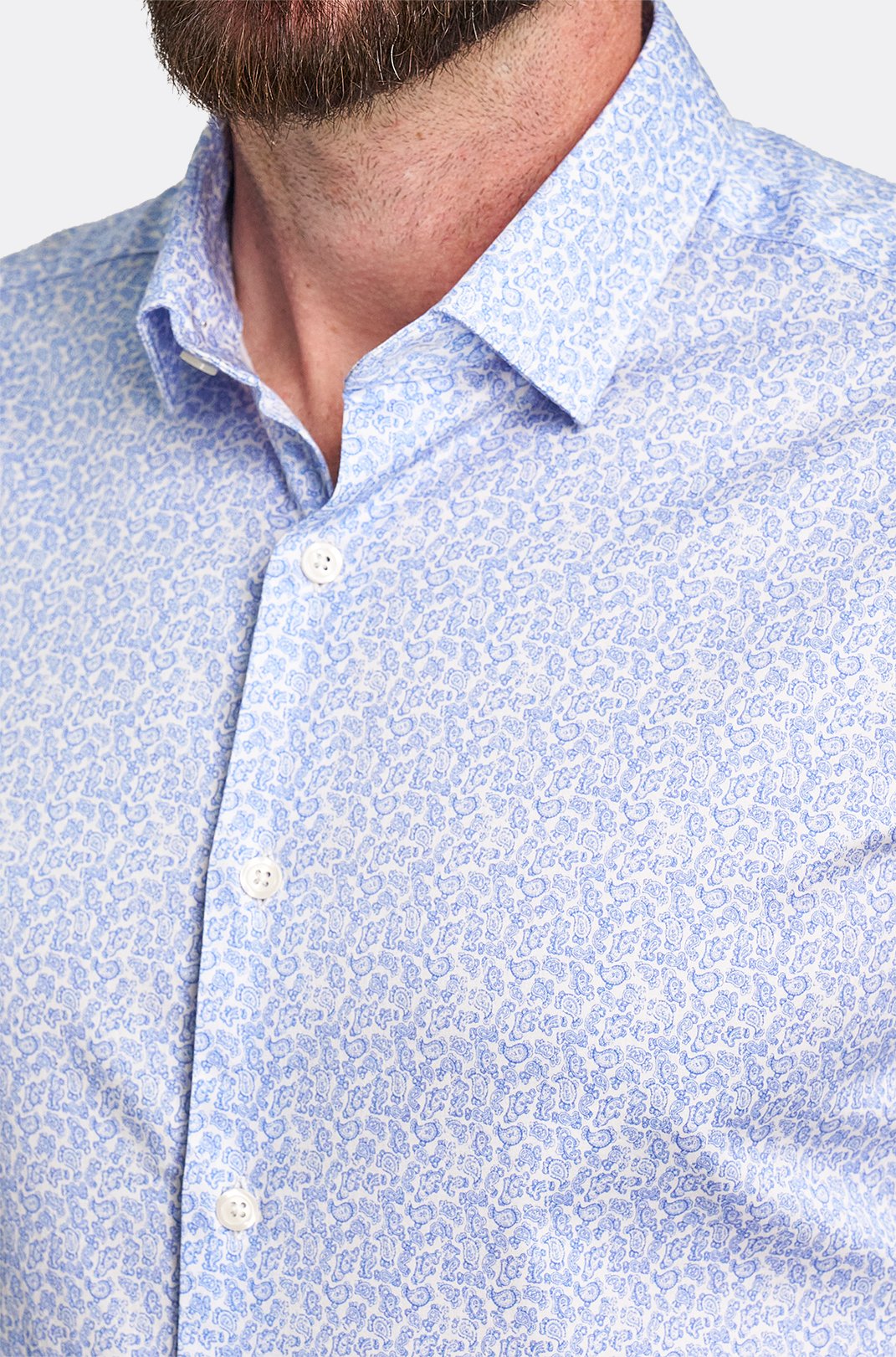 Pánská modrá strečová košile se vzorem