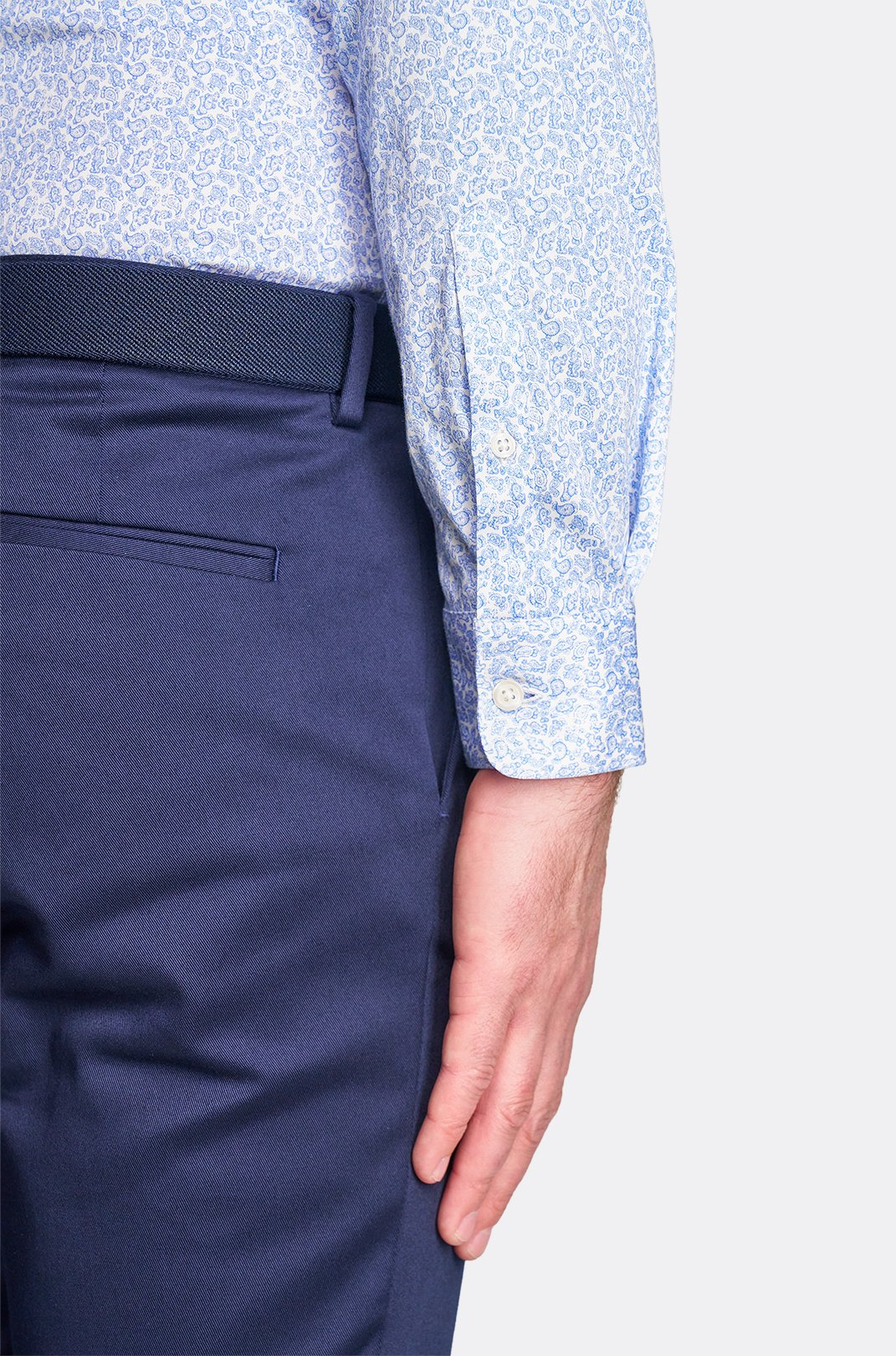 Pánská modrá strečová košile se vzorem