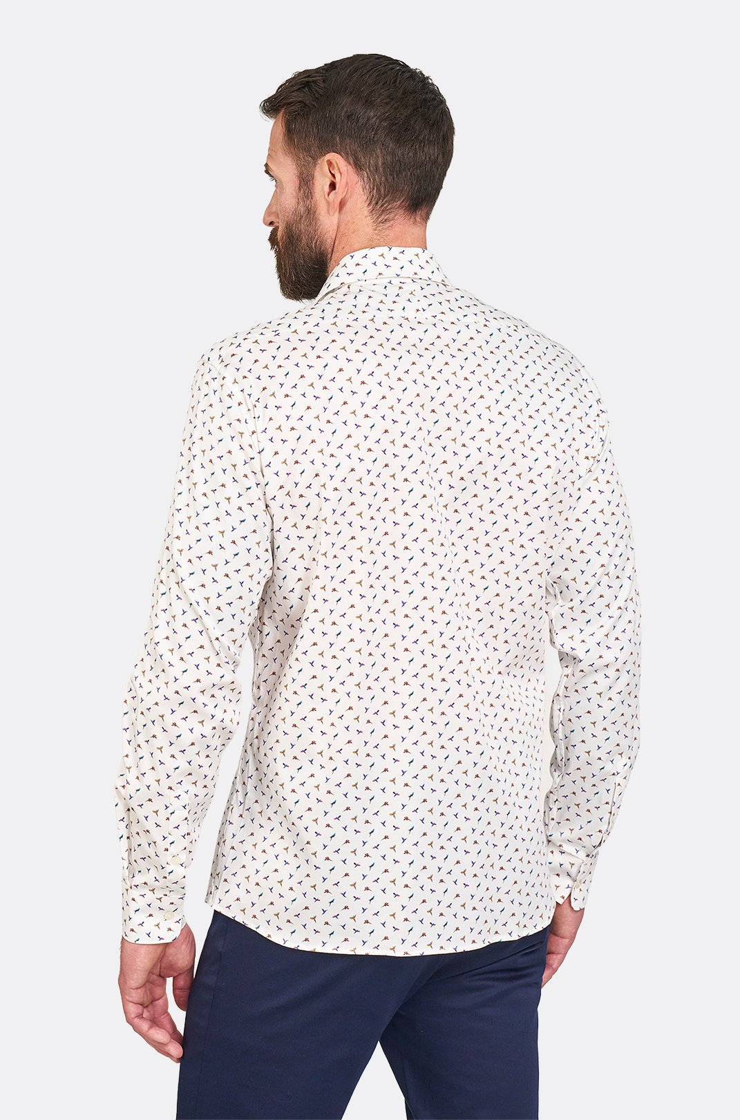 Pánská bílá strečová košile se vzorem