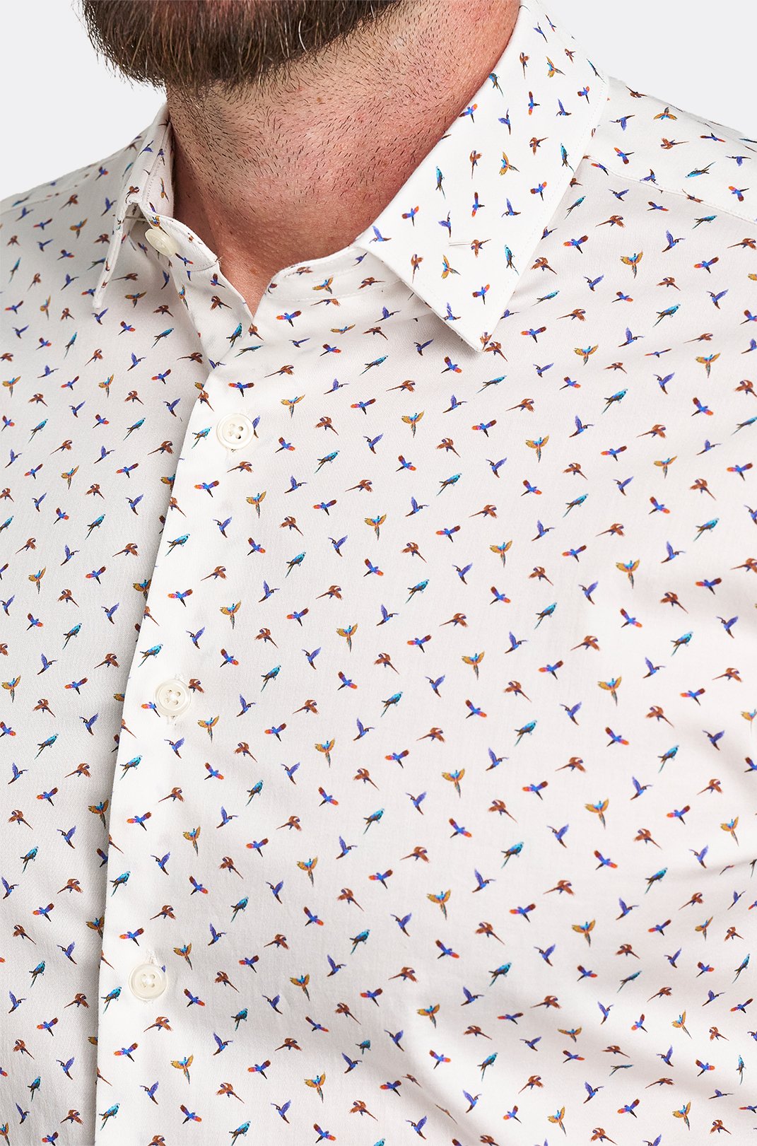 Pánská bílá strečová košile se vzorem