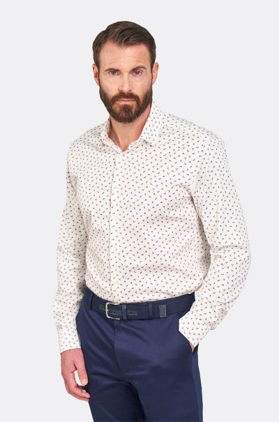 Bílá strečová košile se vzorem