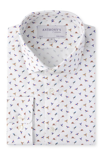 Bílá strečová košile se vzorem