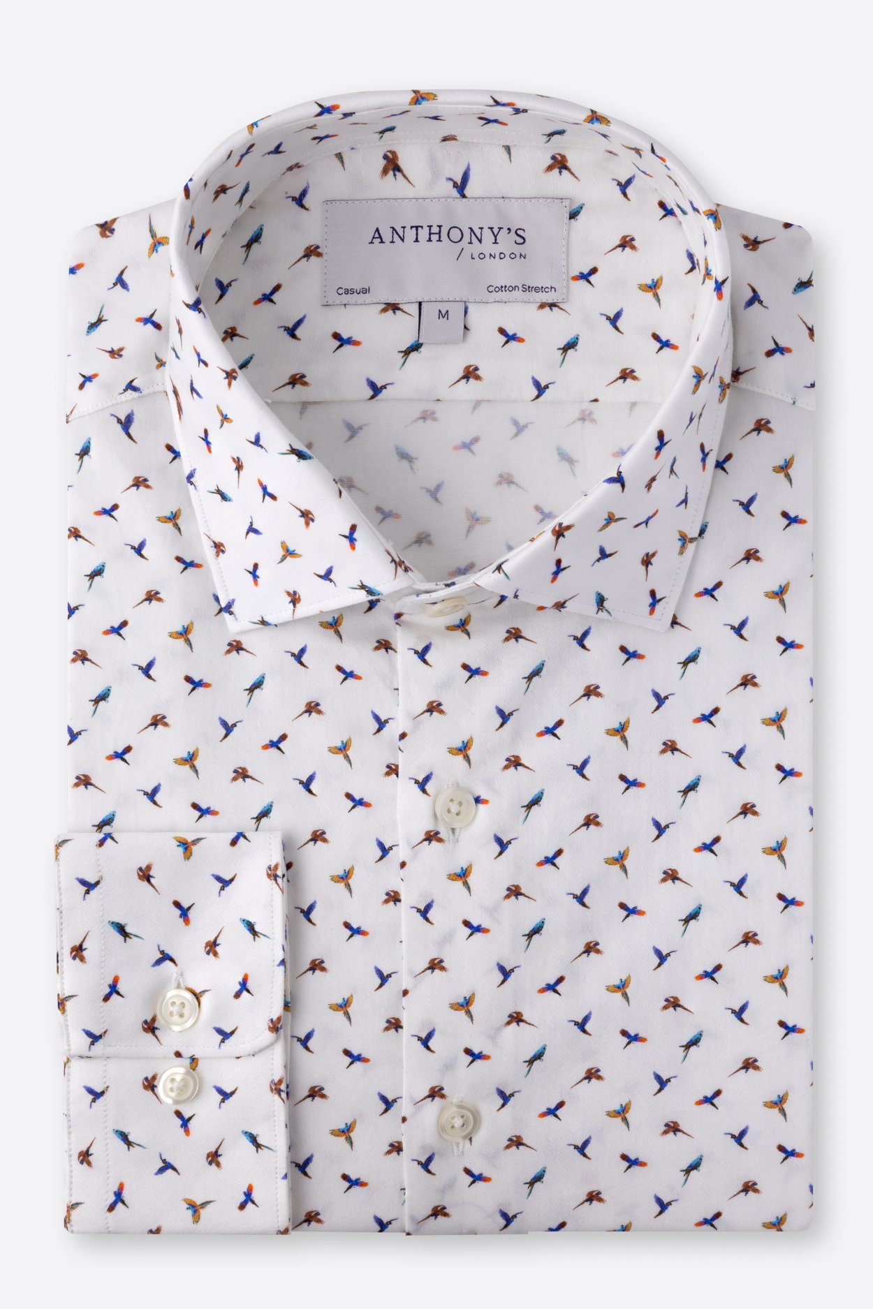 Pánská bílá strečová košile se vzorem