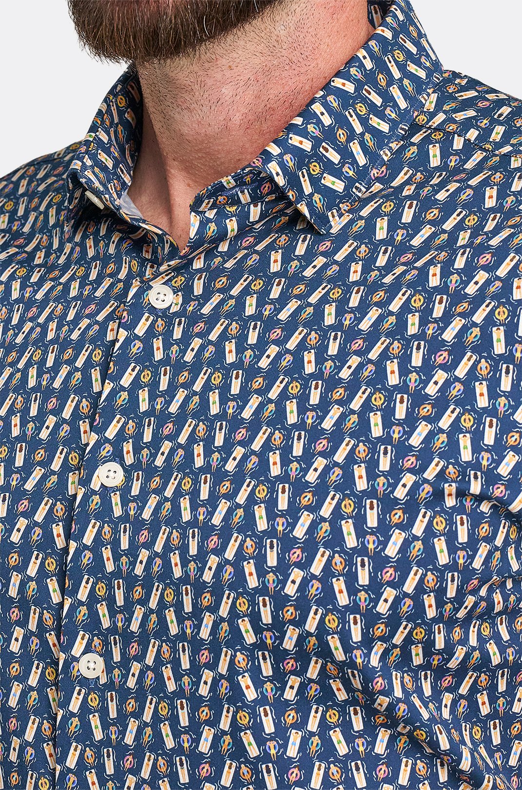 Pánská tmavě modrá strečová košile se vzorem