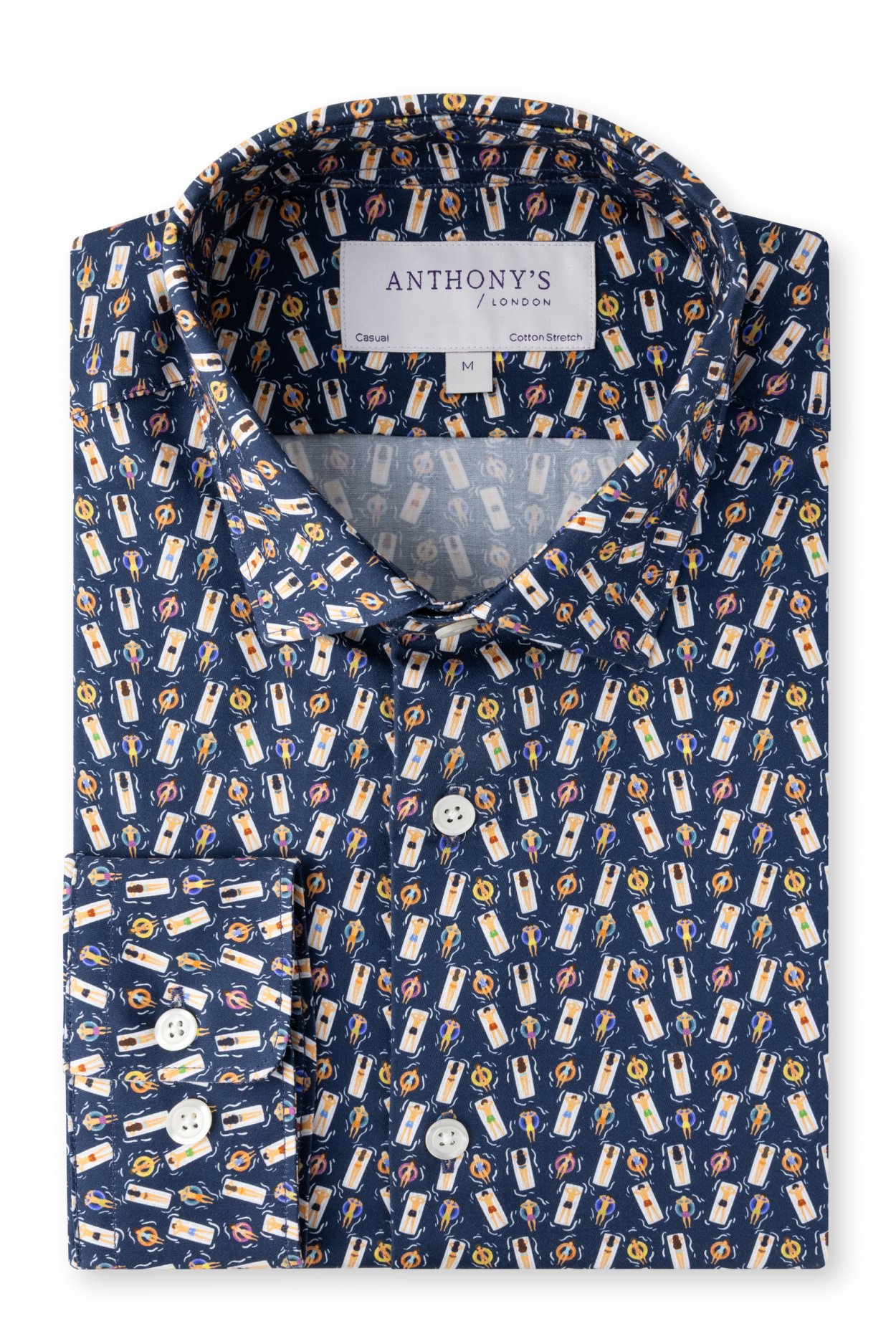 Pánská tmavě modrá strečová košile se vzorem