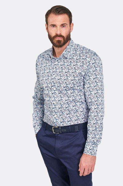 Modrá strečová košile se vzorem