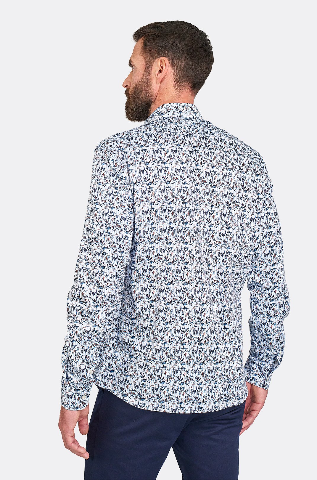 Pánská modrá strečová košile se vzorem