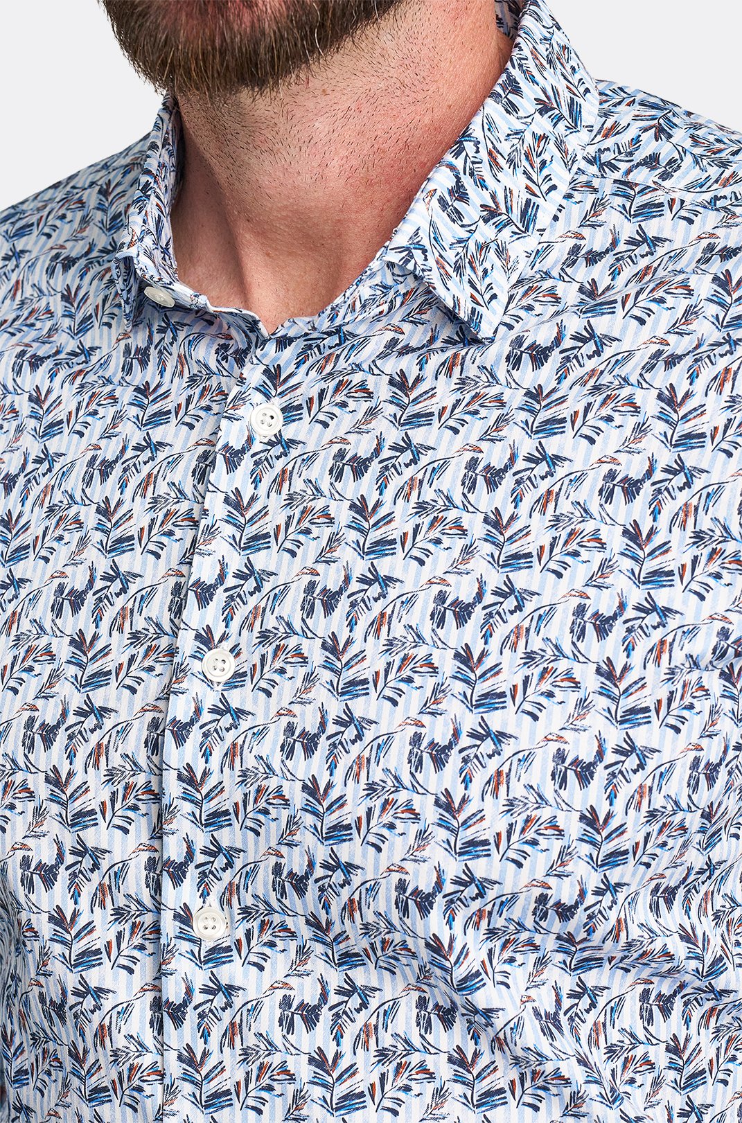 Pánská modrá strečová košile se vzorem