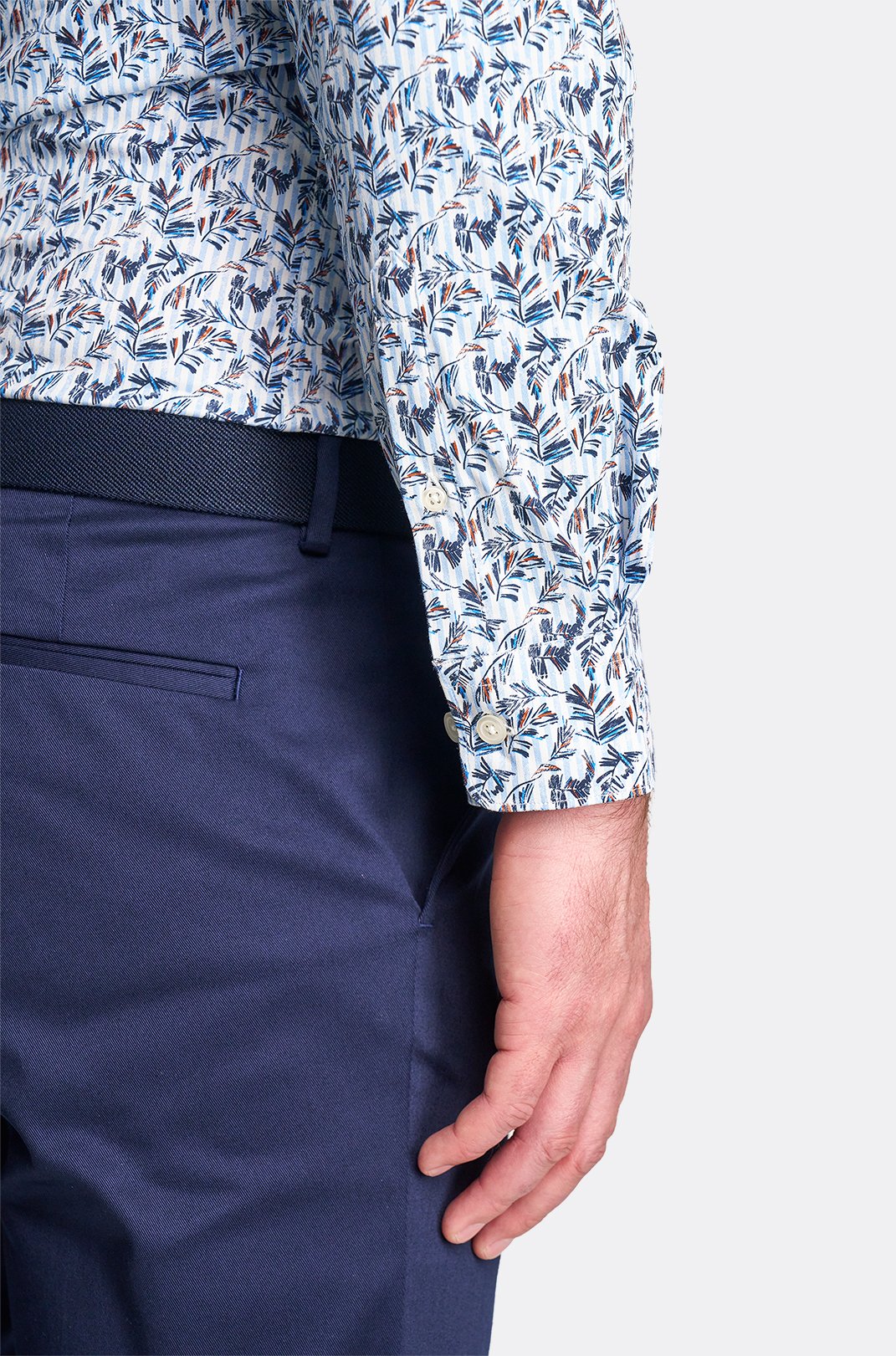 Pánská modrá strečová košile se vzorem