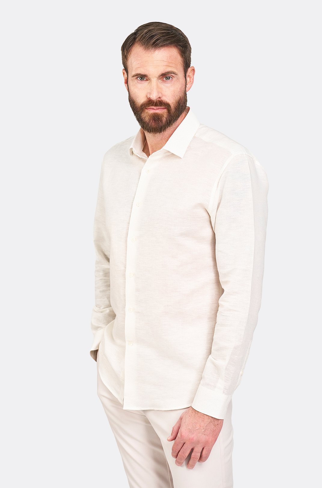 Pánská šedá košile s geometrickým vzorem