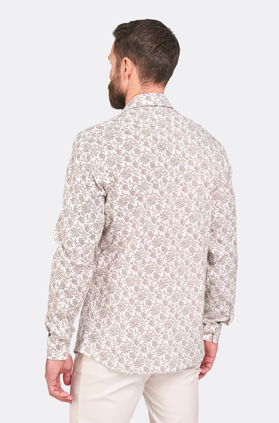 Pánská béžová košile s květinovým vzorem