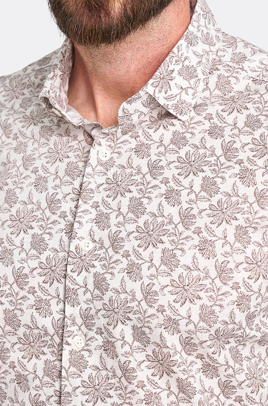 Pánská béžová košile s květinovým vzorem