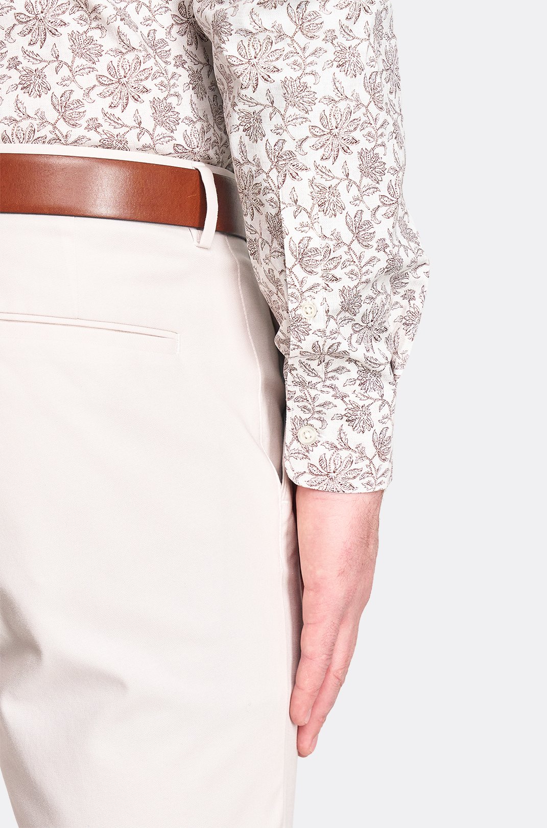 Pánská béžová košile s květinovým vzorem